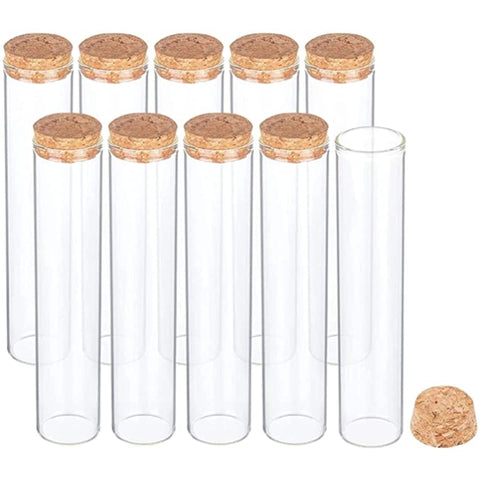 Transparent Glass Tube Bottles with Cork, 80ml, Pack of 10pcs - Willow
