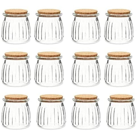 Transparent Glass Jars with Cork Cover Pack of 12pcs, - Willow