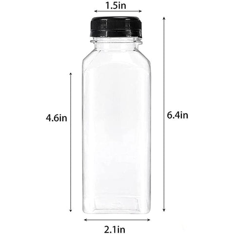 Reusable Empty Plastic Juice Bottles with Caps, Clear, Pack of 24 Pcs - Willow