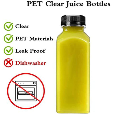 Reusable Empty Plastic Juice Bottles with Caps, Clear, Pack of 24 Pcs - Willow