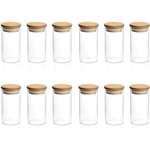 Glass Spice Jars with Bamboo Lids, 147ml, Set of 12pcs - Willow