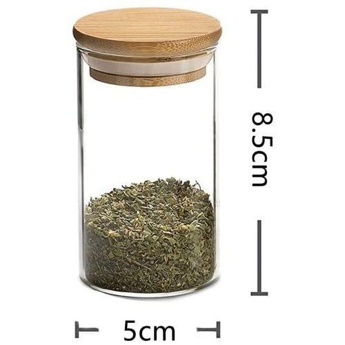 Glass Spice Jars with Bamboo Lids, 147ml, Set of 12pcs - Willow