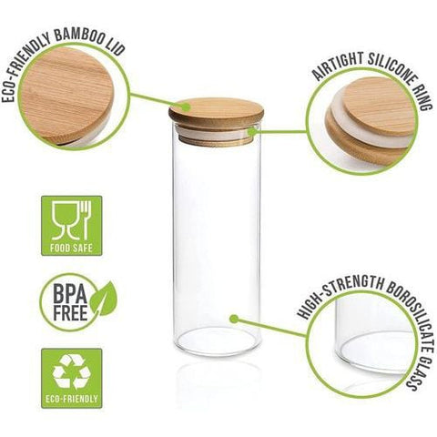 Glass Spice Jars with Bamboo Lids, 147ml, Set of 12pcs - Willow