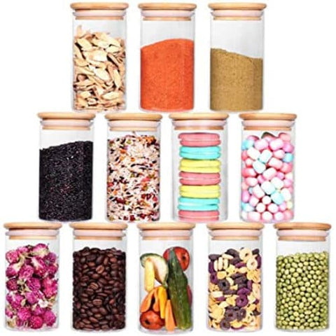 Spice Jars with Bamboo Lids, 12 Pcs, 7oz - Willow