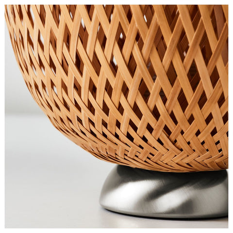 BÖJA Table lamp, nickel-plated, bamboo rattan