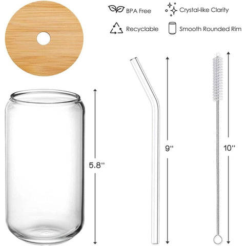 Drinking Glasses with Bamboo Kit - Set Of 4 Pcs - Willow