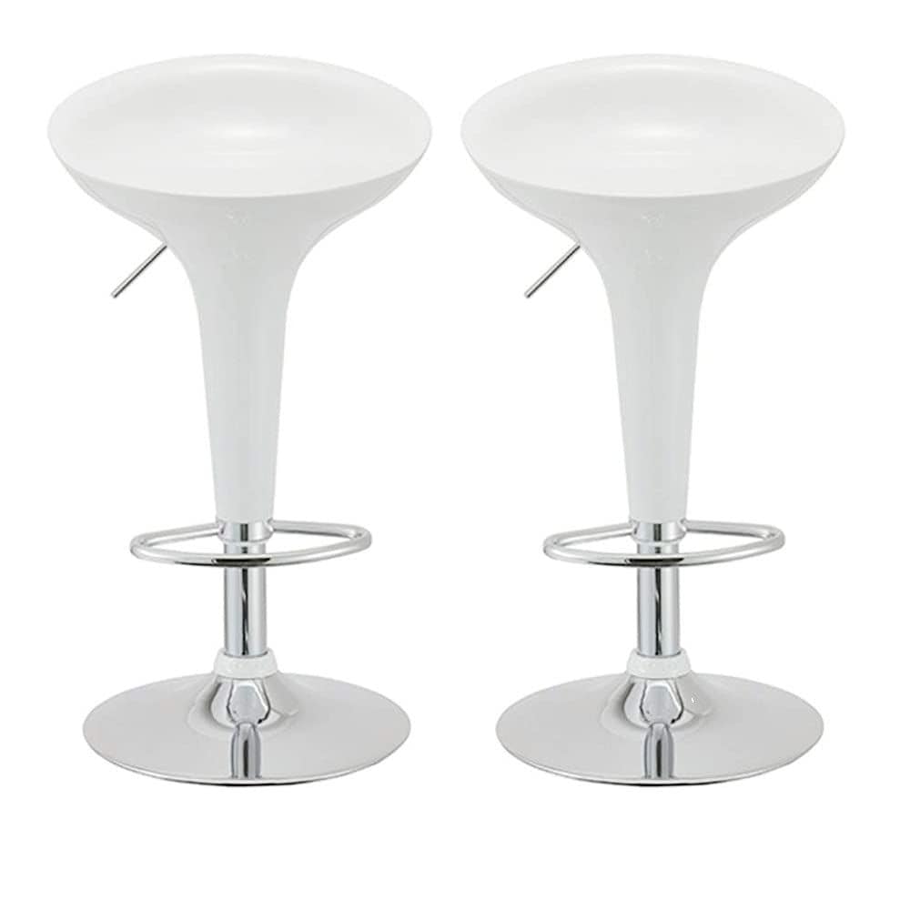 Olmecs Adjustable Bar Stool, T100, White - Set Of 2 Pcs