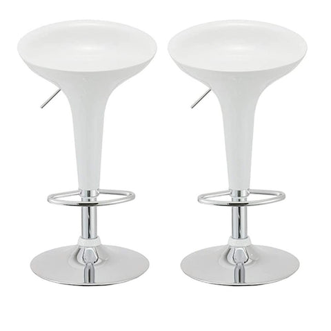 Olmecs Adjustable Bar Stool, T100, White - Set Of 2 Pcs