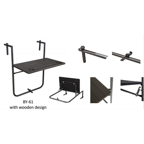 Olmecs Folding Balcony Hanging Table, Brown, 60 x 36cm