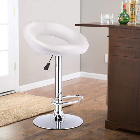 Olmecs PU Leather Adjustable Bar Stool, White, T307 - Set Of 2 Pcs