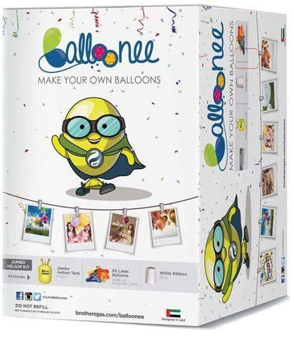 Balloonee JUMBO Party Kit with Helium Gas and 50 Balloons and Ribbon - SquareDubai