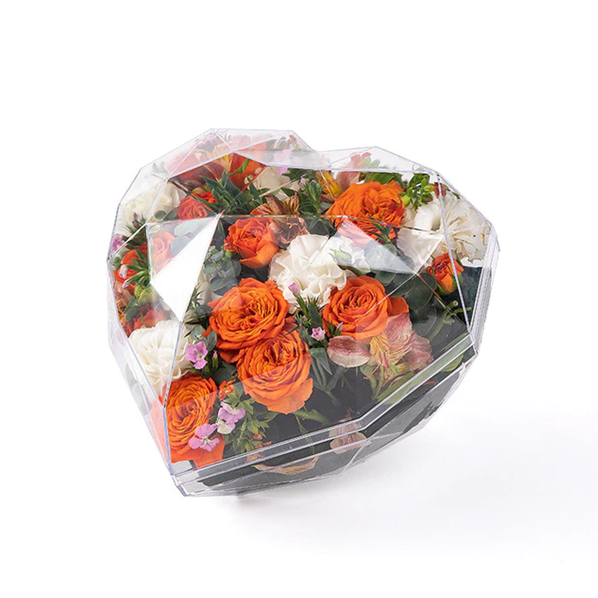 Heart Shaped Acrylic Transparent Flower Rose Gift Box / Flower Box / Grey Gift Box - Willow