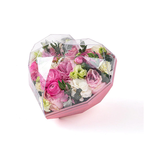 Heart Shaped Acrylic Transparent Flower Rose Gift Box / Flower Box / White Gift Box - Willow