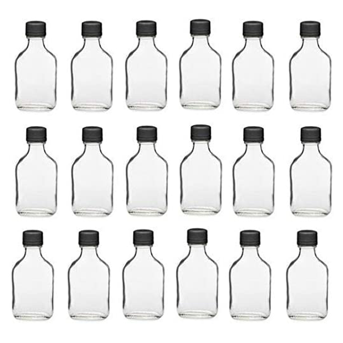 100ml Glass Flask Bottles with Black Tamper Evident Caps 100 Pc Carton - Willow
