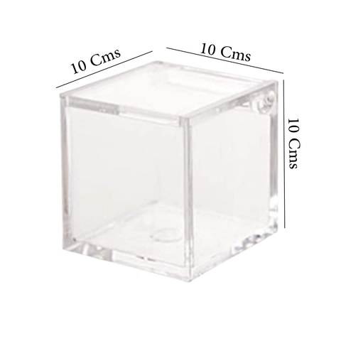 Clear Acrylic Storage Box with Hinged Lid - 6 x 6 x 6 Cms (12 Pcs Pack)