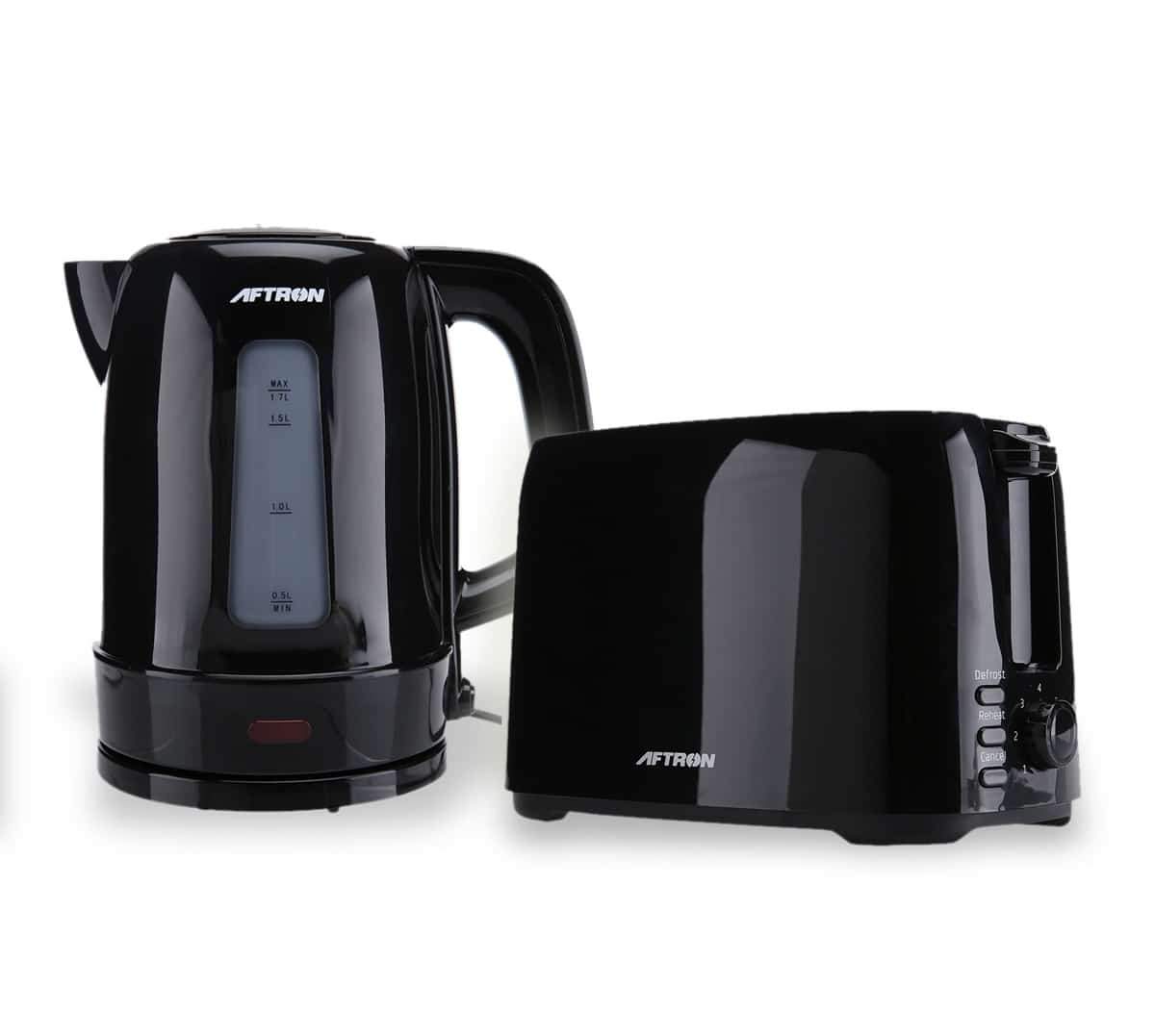 Aftron Kettle & Toaster Breakfast Set (750 W, 2,220 W, Black) - SquareDubai