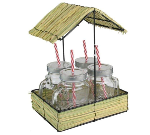 Mason Jars with Beach Hut Base (Pack of 5)