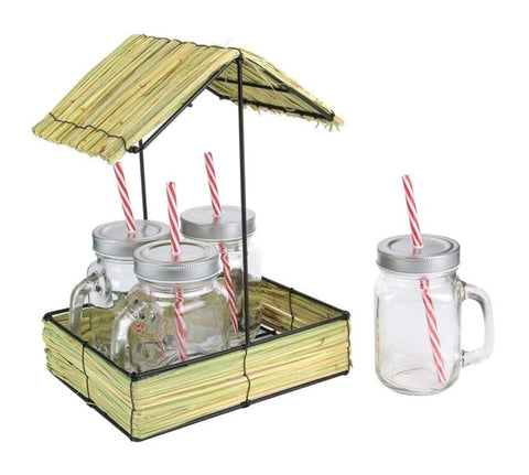 Mason Jars with Beach Hut Base (Pack of 5)