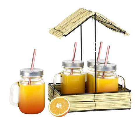 Mason Jars with Beach Hut Base (Pack of 5)