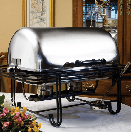 American Metalcraft Rectangular Stainless Steel Mesa Roll-Top Chafer MESA27