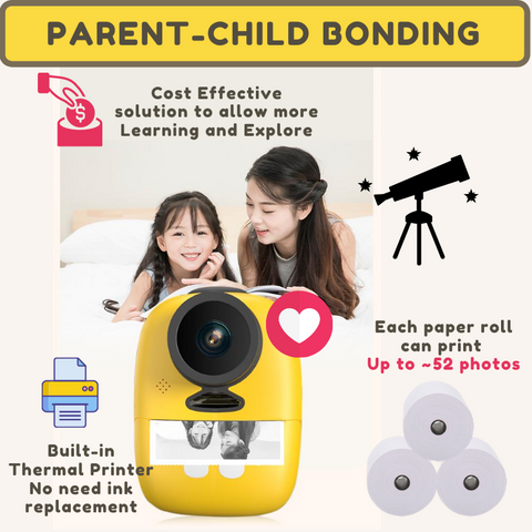 Smart 2-in-1 Instant Print Digital Camera for Kids with Dual Lens - DUDU