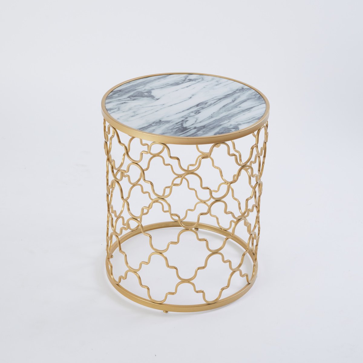 Geometric Pattern Round End Table - Lifestyle