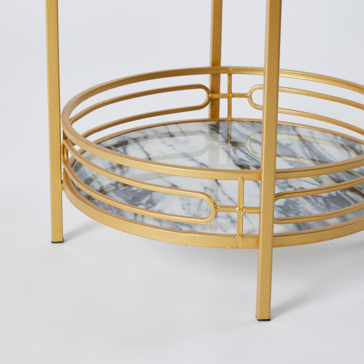 Metallic Glazed Round Table with Wooden Top - 50x50x66 cms - Lifestyle