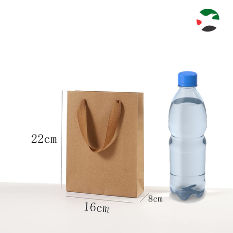 10-Pack Vertical Shape Kraft Paper Bags, Hard Paper with Ribbon Handle. Brown (40x30x10) - WILLOW