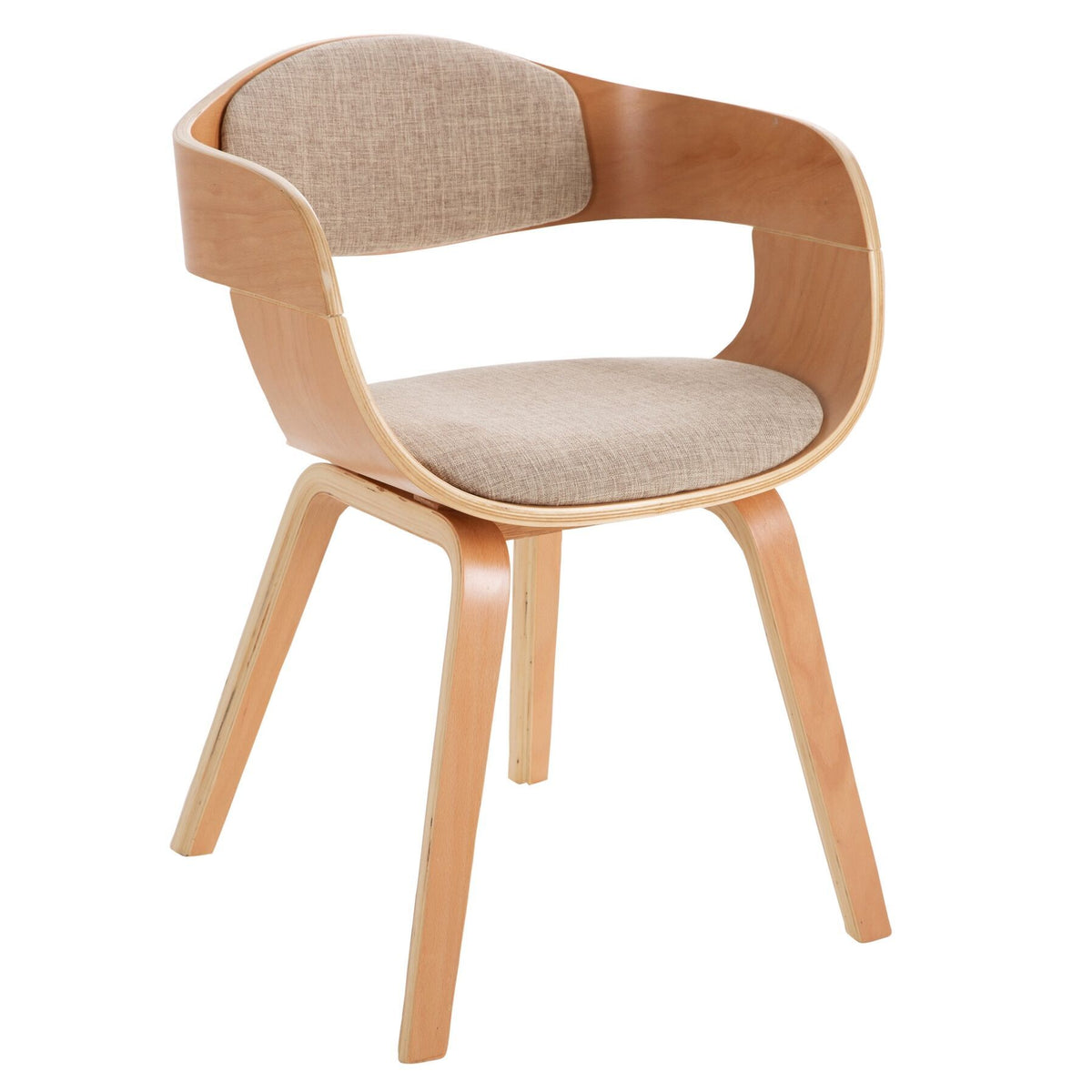Tiger Wood Chair with Cushion (52 x 52 cm, Beige)