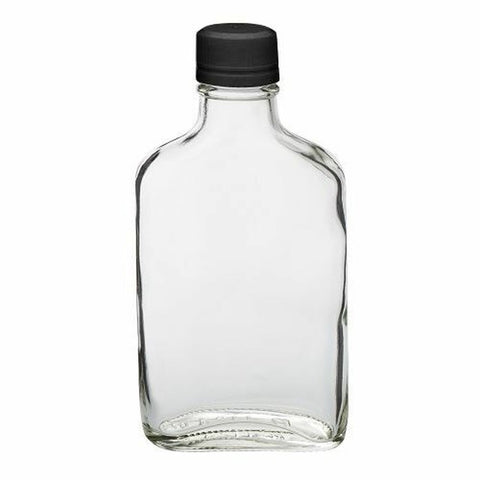 100ml Glass Flask Bottles with Black Tamper Evident Caps 12 Pc Pack
