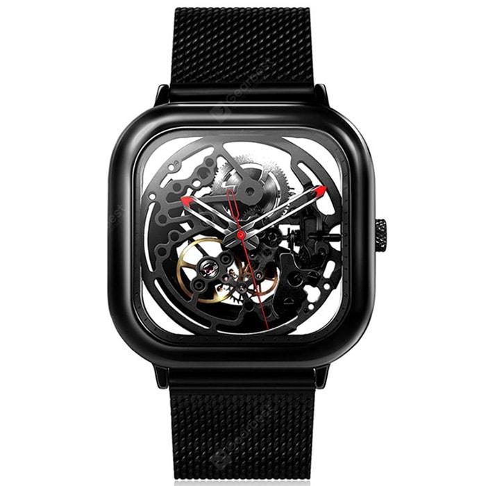 CigaDesign Full Hollow Automatic Mechanical Skeleton Wristwatch - Black