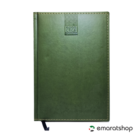 Olmecs 2023 A5 15X20 Cream Paper Diary PU Green Edge Stitching Hard Case (6Pc Pack)
