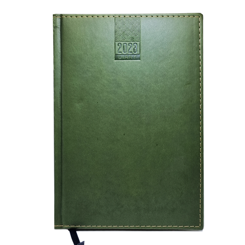 Olmecs 2023 A5 15X20 Cream Paper Diary PU Green Edge Stitching Hard Case (6Pc Pack)