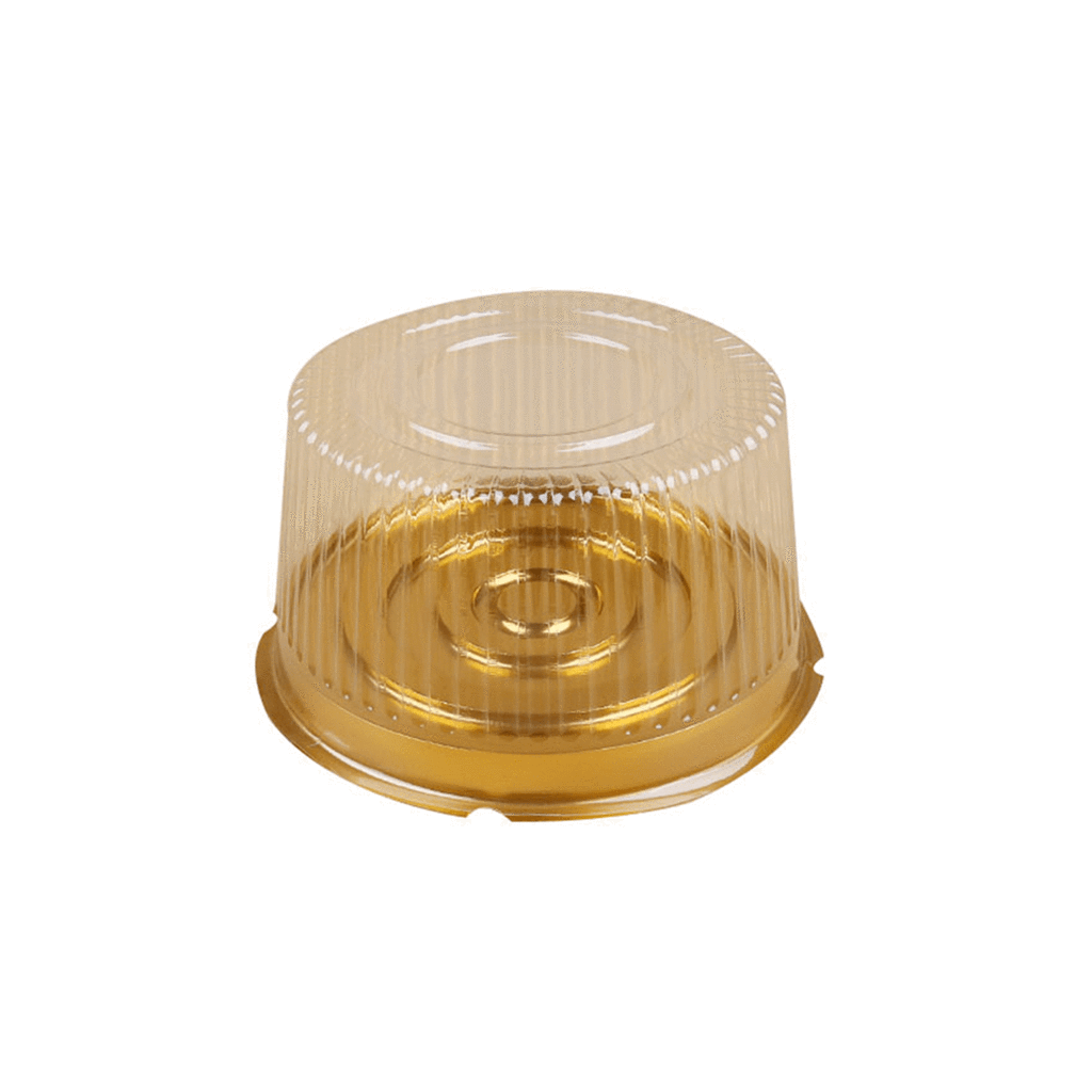 Transparent Bakery Cake Box With Gold Bottom (Pack of 10 Pcs)