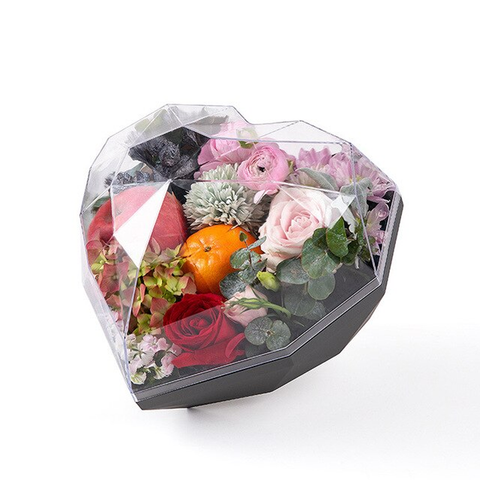 Heart Shaped Acrylic Transparent Flower Rose Gift Box / Flower Box / Clear Gift Box - Willow