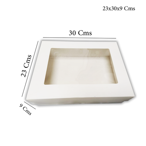 WILLOW White Kraft Paper Gift Packaging Box with PVC Clear Window Wedding Favor 12Pc Pack (26x20x8Cms)