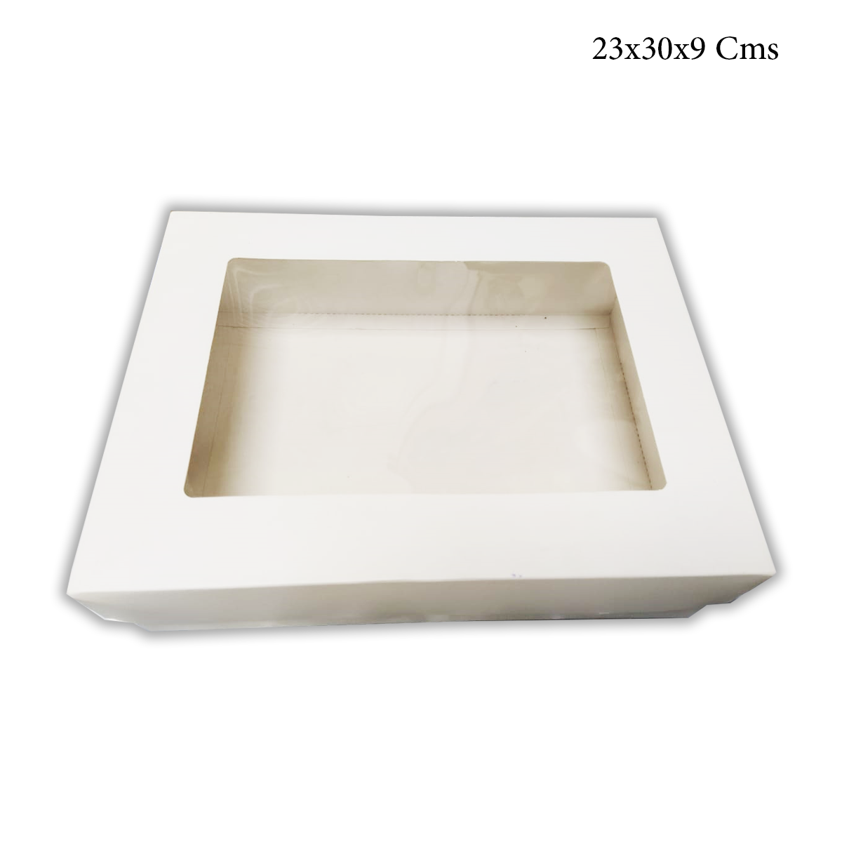 WILLOW White Kraft Paper Gift Packaging Box with PVC Clear Window Wedding Favor 12Pc Pack (26x20x8Cms)