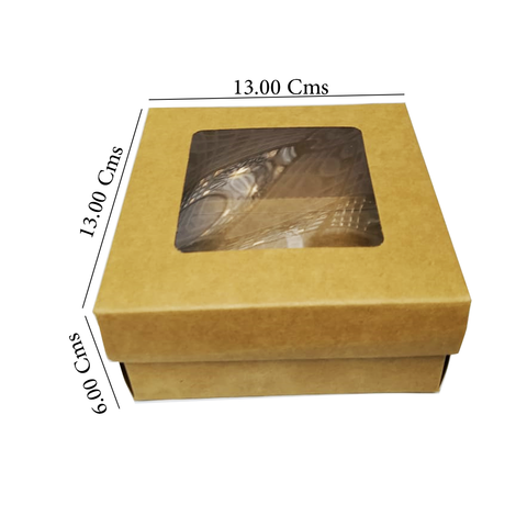 WILLOW Kraft Paper Gift Packaging Box with PVC Clear Window Wedding Favor 12Pc Pack (26x20x8Cms)