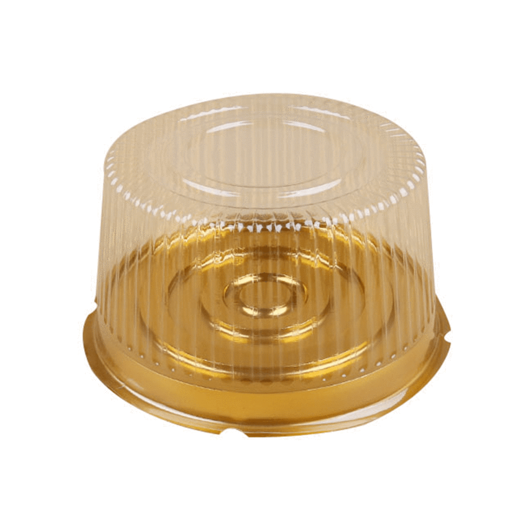 Transparent Bakery Cake Box With Gold Bottom (Pack of 10 Pcs)