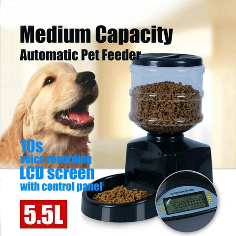 Automatic Pet Feeder Programmable Food Dispenser for Medium /  Small Pet Puppy / Kitten