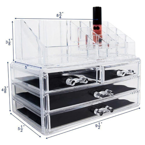 2in1 Acrylic Jewelry and Cosmetic Display Storage Boxes