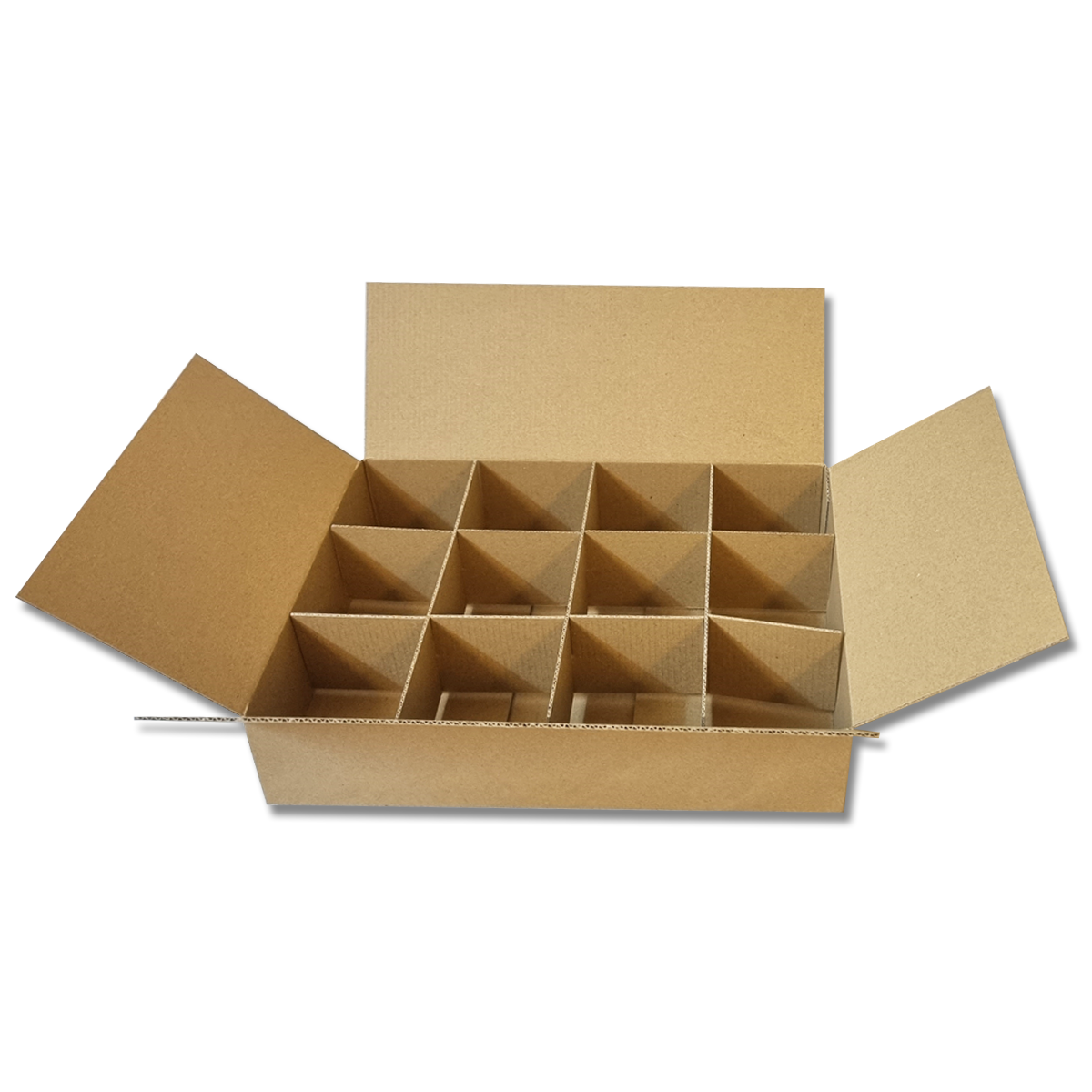 Kraft Corrugated E Flute Carton with 12 Dividers 30x23x6 Cm – (10Pc Pack) - Willow