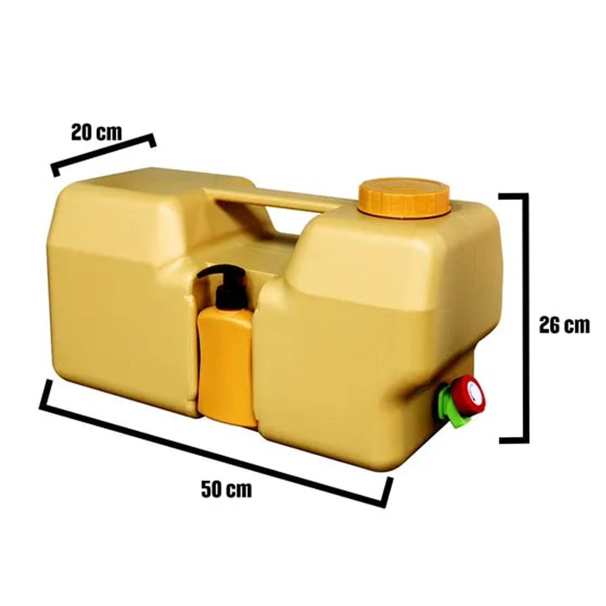 Olmecs Camping water tank 20 Liter with tap and soap dispenser, plastic Water Container