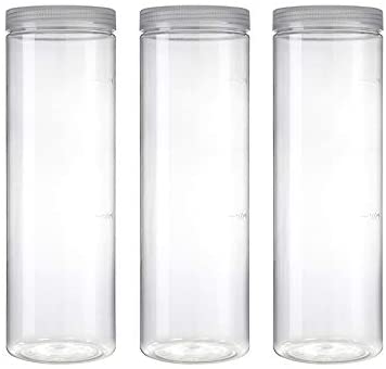 12Pcs Plastic Storage Jar Set Portable Food Candy Jars with Clear Screw-on Lid 20x5.5 Cms - Willow