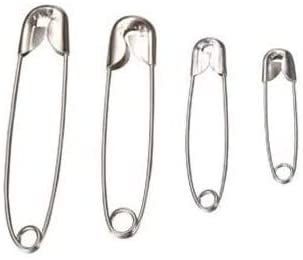 600PCS 4 Sizes Premium Safety Pins, Silver Sewing Pins Assorted Small Large Safety Pins for Hijab