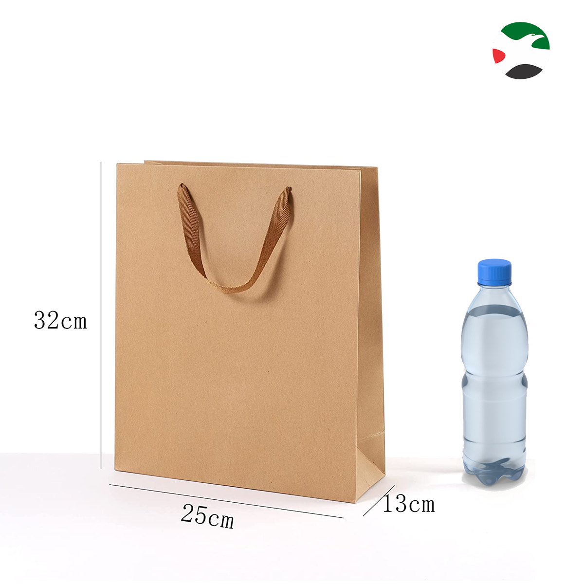 10-Pack Vertical Shape Kraft Paper Bags, Hard Paper with Ribbon Handle. Brown (40x30x10) - WILLOW