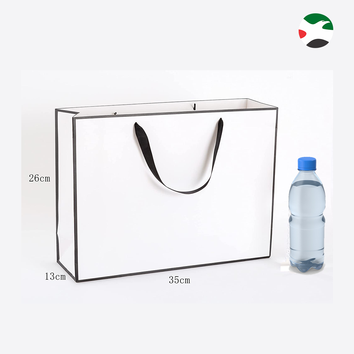 10-Pack Shopping Paper Bags White with Black Border and Lamination - WILLOW