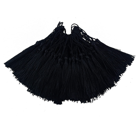 96 PCS Black Soft Craft Tassels with Loops for Jewelry Making, DIY, Bookmark, - WILLOW