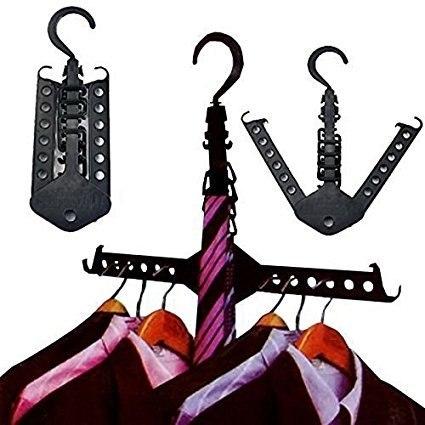 Fashionable Folding Multifunction Magic Hangers Clothes Rack Black - SquareDubai