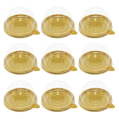 50 pcs Plastic Round Cake Boxes with Transparent Dome  for Mooncake Cake Cheese (Black Tray)